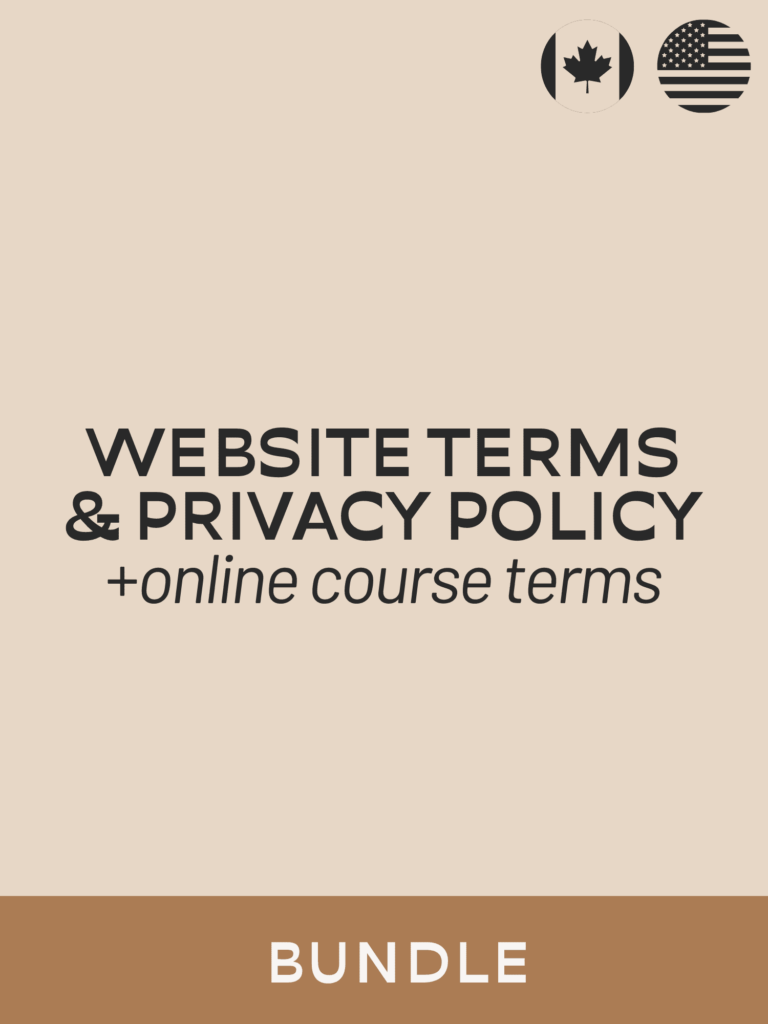 Website Terms and Privacy Policy + Online Course Terms legal template bundle for U.S. and Canadian businesses.