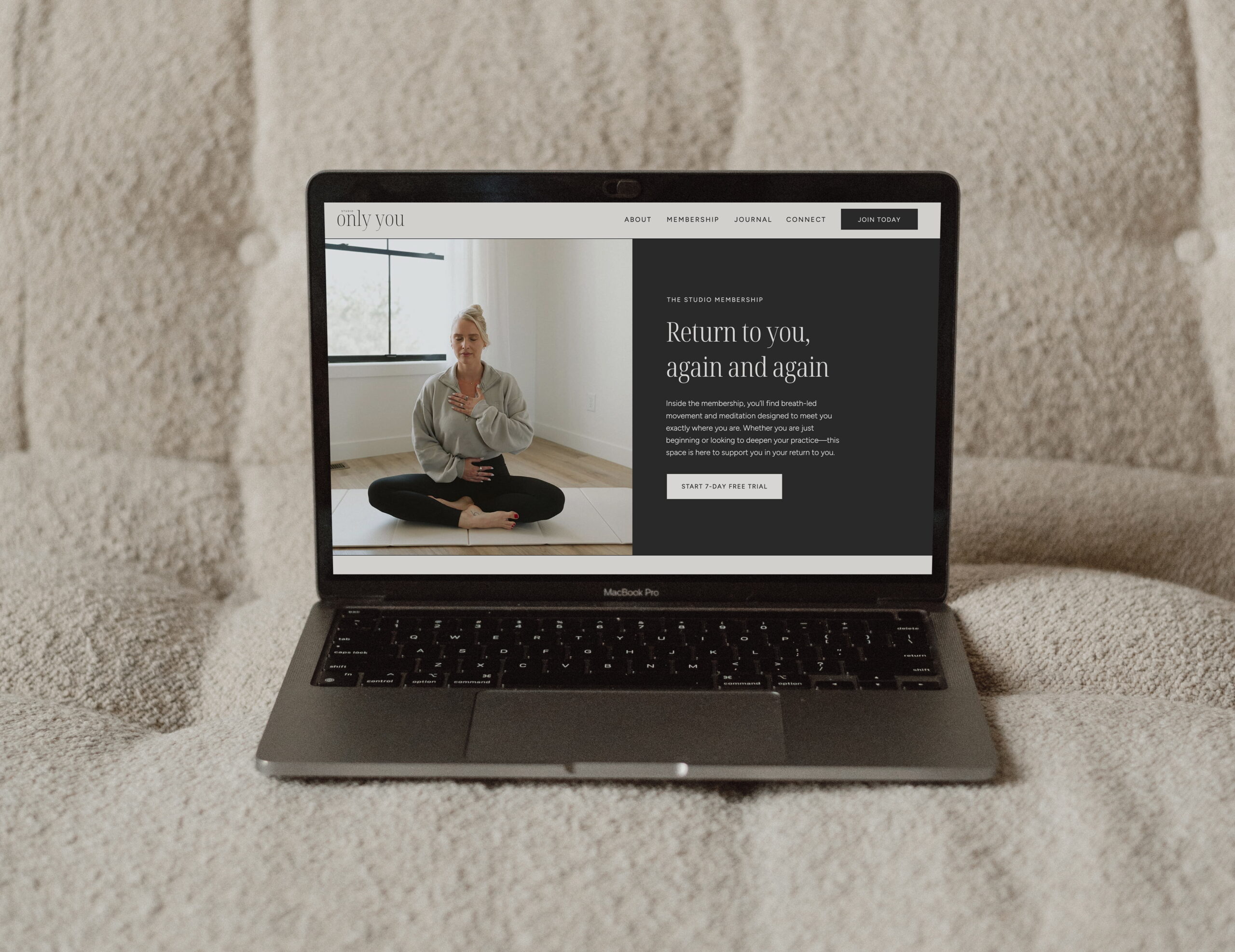 Showit website design for kundalini meditation membership Studio Only YOu